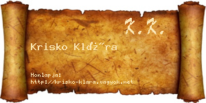 Krisko Klára névjegykártya